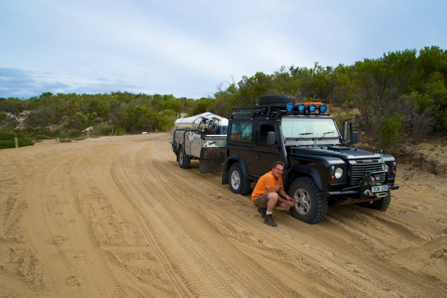 Airing down the tyres for the trip into Coffin Bay NP